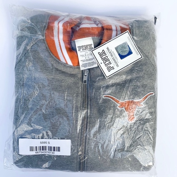 TEXAS LONGHORNS Collegiate Collection Varsity Jacket by PINK Victoria’s Secret - Picture 13 of 16